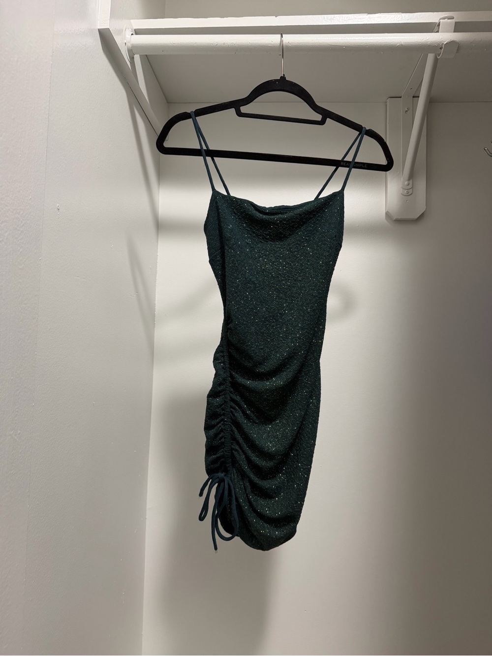 Windsor Hunter Green Glitter Ruched Bodycon Mini Dress Cocktail Party Size S